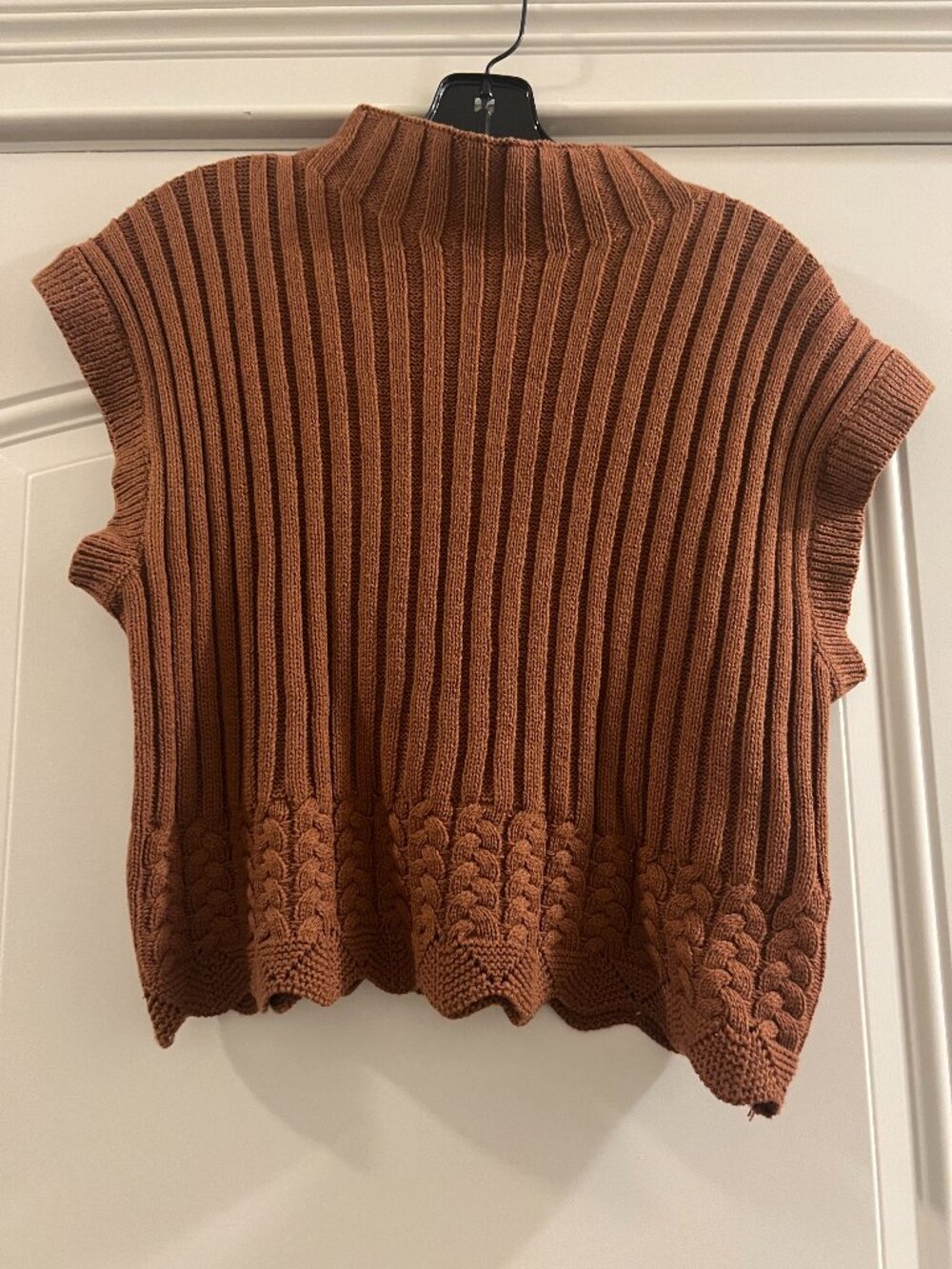 Papermoon Burnt Orange Mock Neck Sweater Top - M